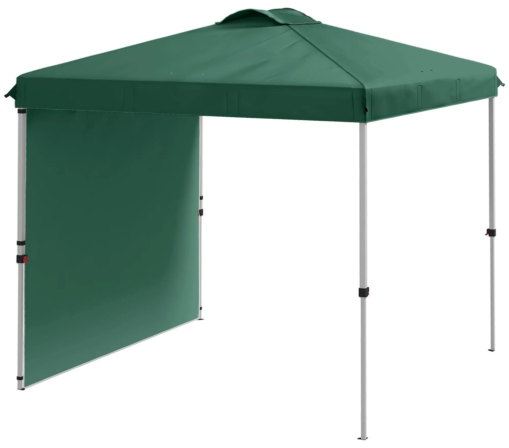 Tenda Dobrável 2,5x2,5 m Tenda de Jardim com 1 Parede Lateral Altura Ajustável para Campismo Festas Verde