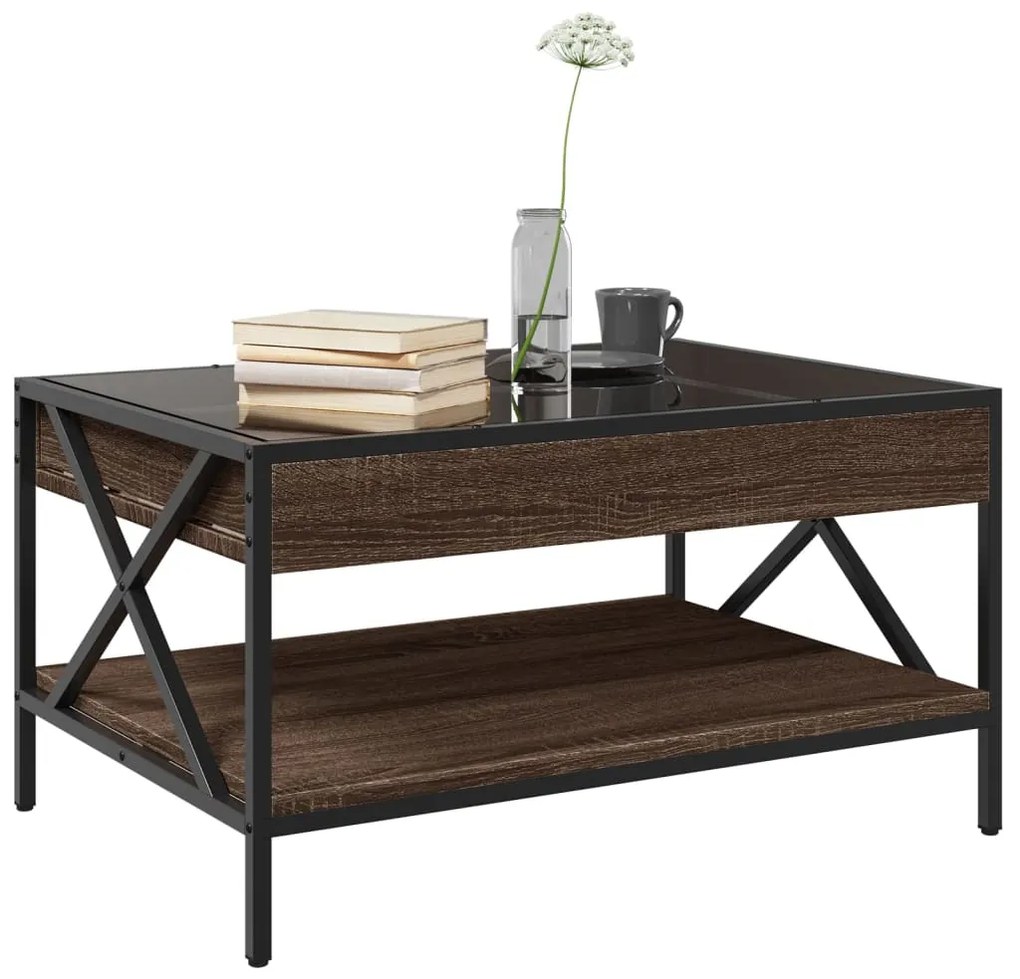 Mesa de centro luzes LED Infinity 70x50x38 cm carvalho castanho