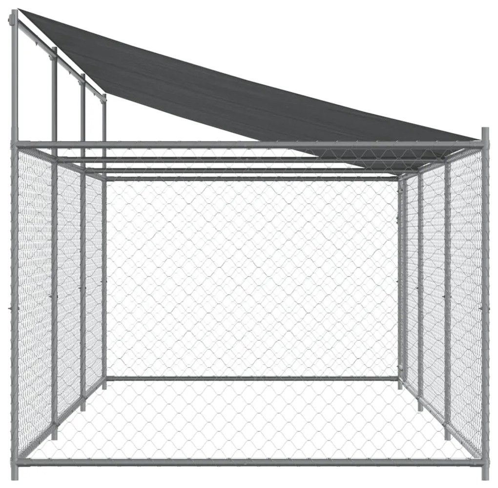 Jaula para cão com telhado/porta 6x2x2 m aço galvanizado cinza