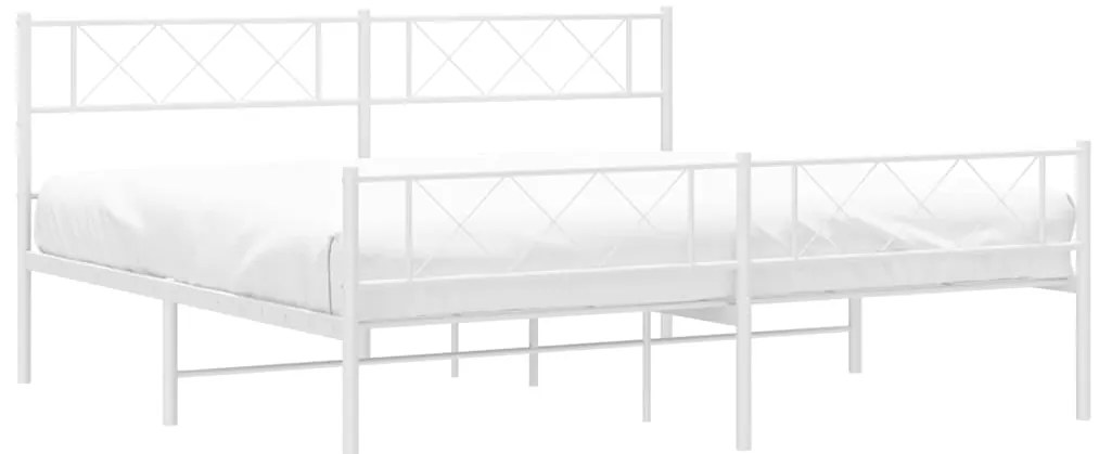 Estrutura de cama com cabeceira e pés 183x213 cm metal branco