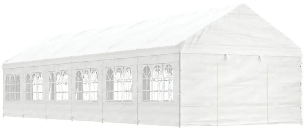 Gazebo com telhado 13,38x4,08x3,22 m polietileno branco
