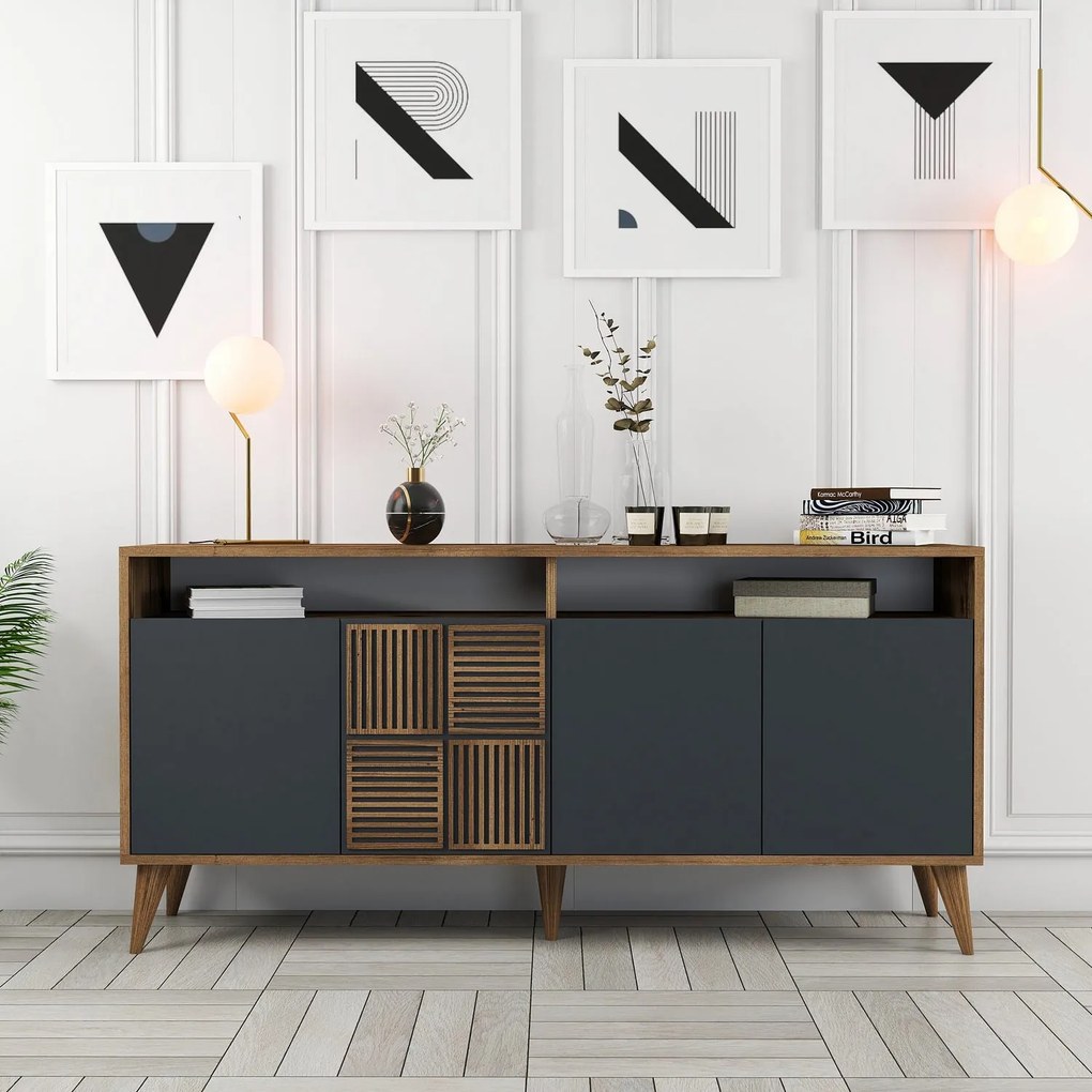Console Milan – Walnut/Anthracite – 160 cm x 78 cm