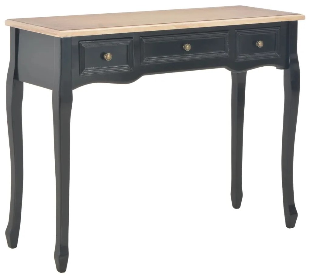 Toucador/mesa consola com 3 gavetas preto