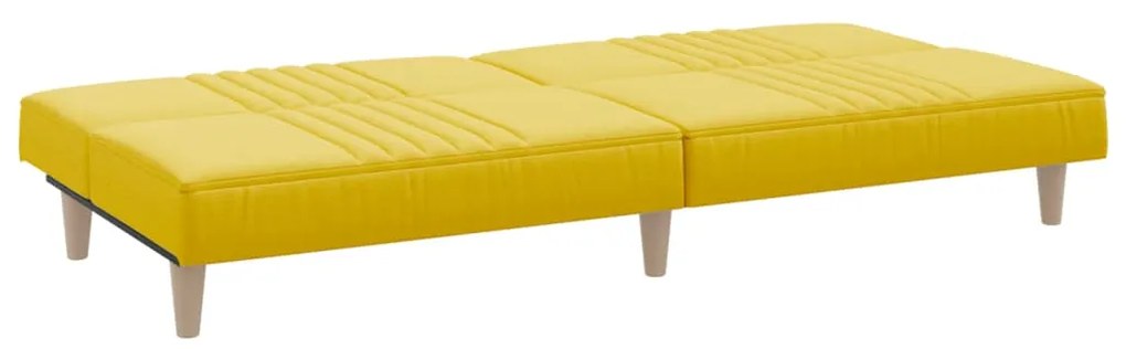 Sofá-cama tecido amarelo-claro