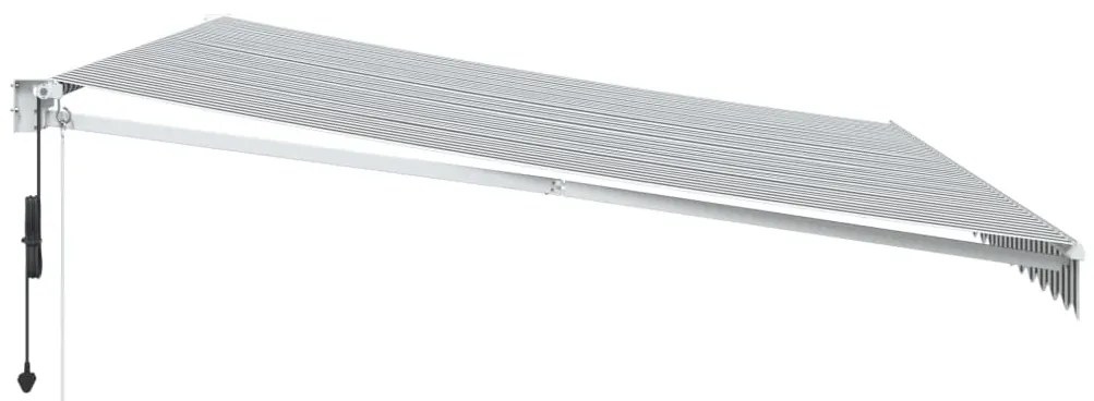 Toldo retrátil 5x3 m tecido e alumínio antracite e branco
