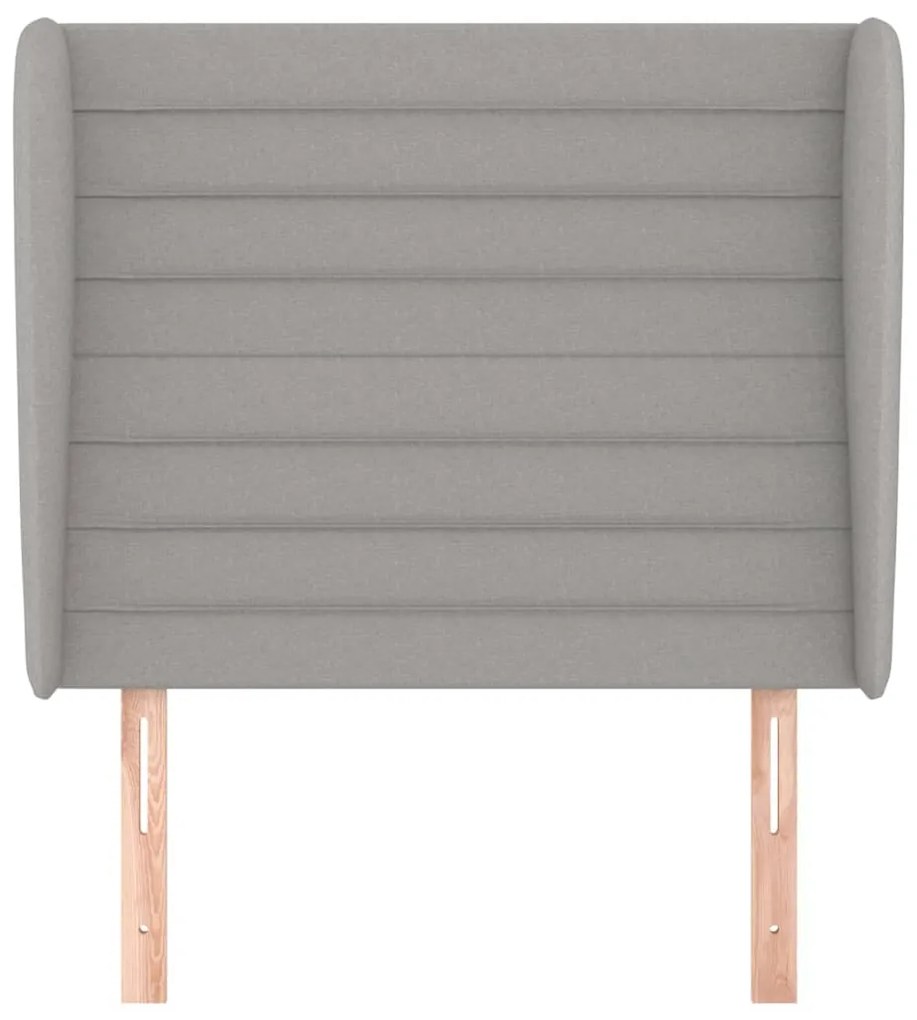 Cabeceira de cama c/ abas tecido 93x23x118/128cm cinzento-claro