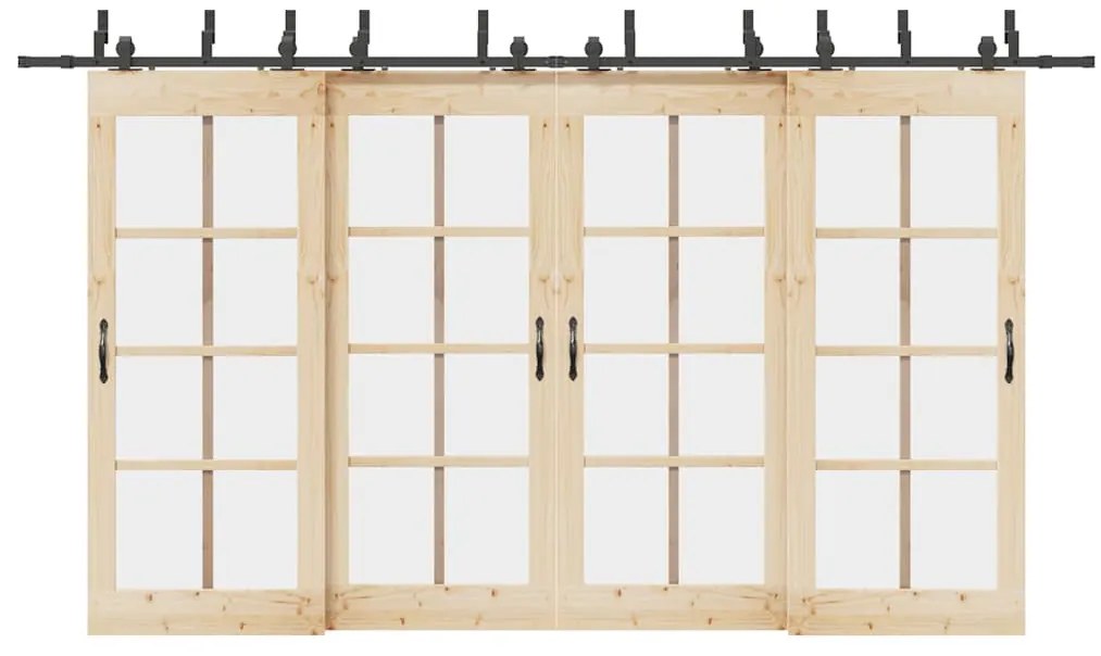 Kit de ferragens para porta deslizante 400 cm aço preto