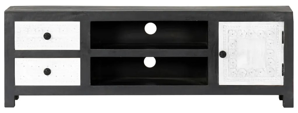 Móvel TV esculpido à mão 120x30x40 cm mangueira cinzento/branco