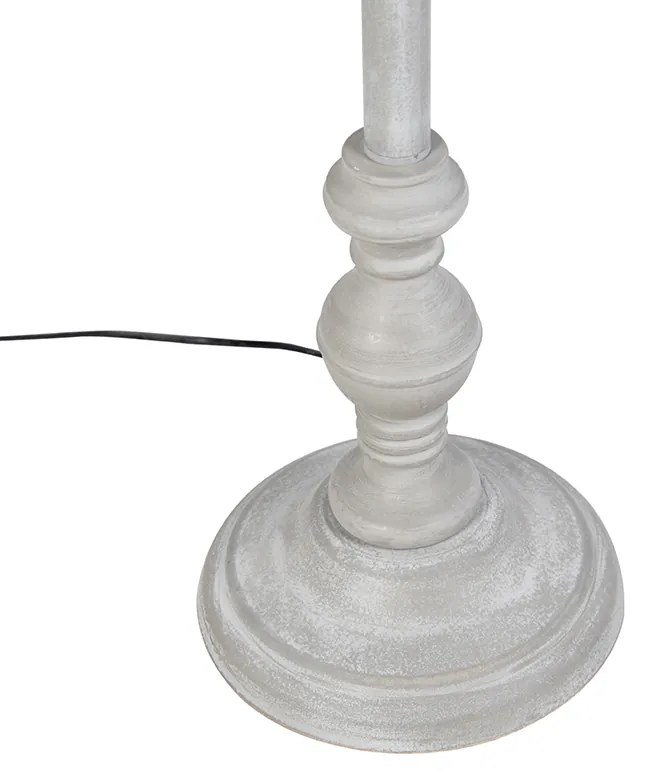Candeeiro de pé com abajur de linho castanho 45 cm - Classico Clássico / Antigo,Country / Rústico