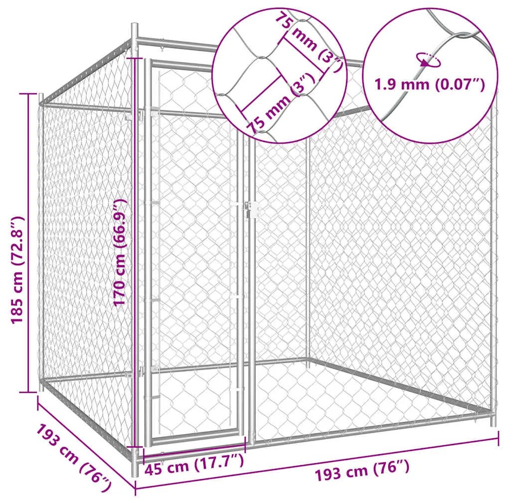 Canil de exterior 193x193x185 cm