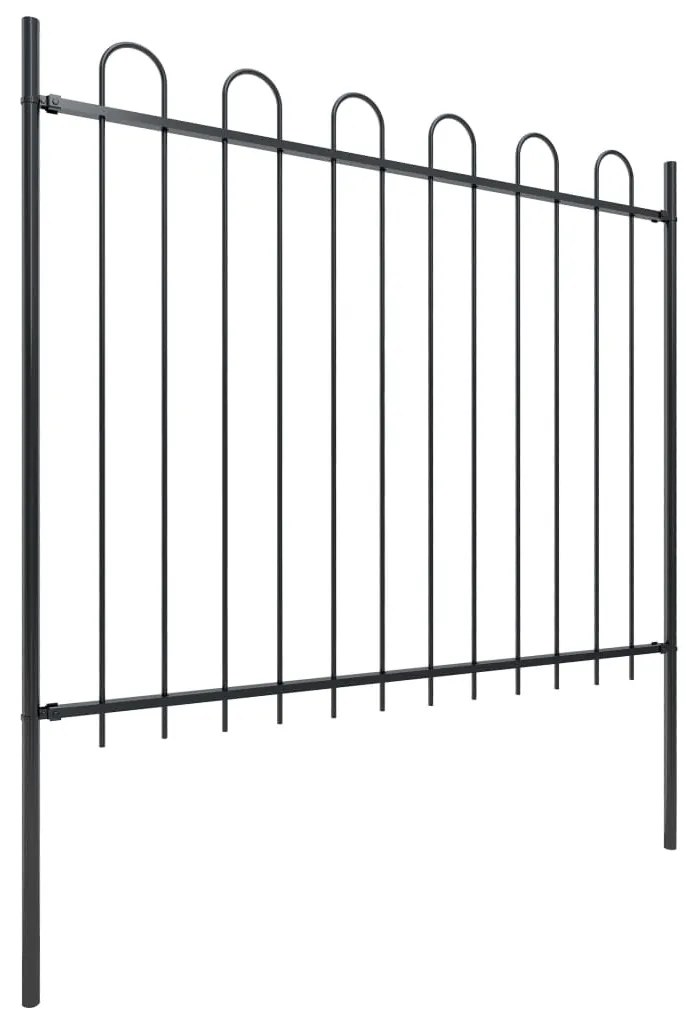 Cerca de jardim com topo em aros 13,6x1,5 m aço preto