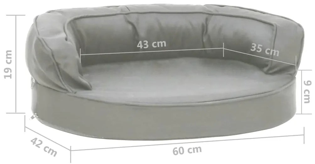 Cama para cães ergonómica 60x42 cm aspeto linho cinzento