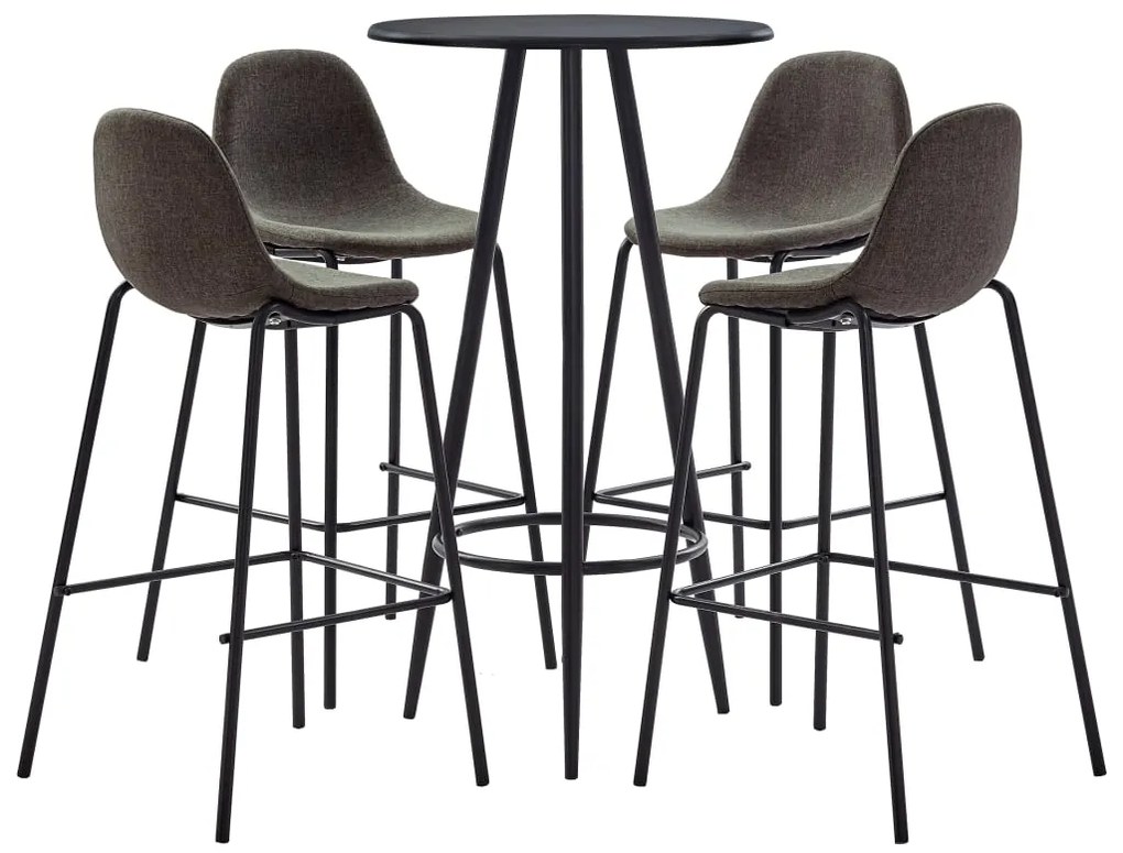 vidaXL 5 pcs conjunto de bar tecido cinzento-escuro