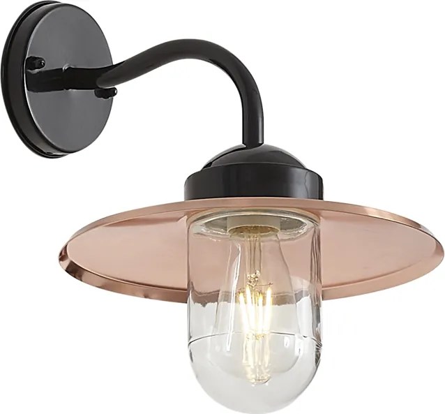Candeeiro de Parede Exterior Moderno Preto com Cobre IP44 - Kansas