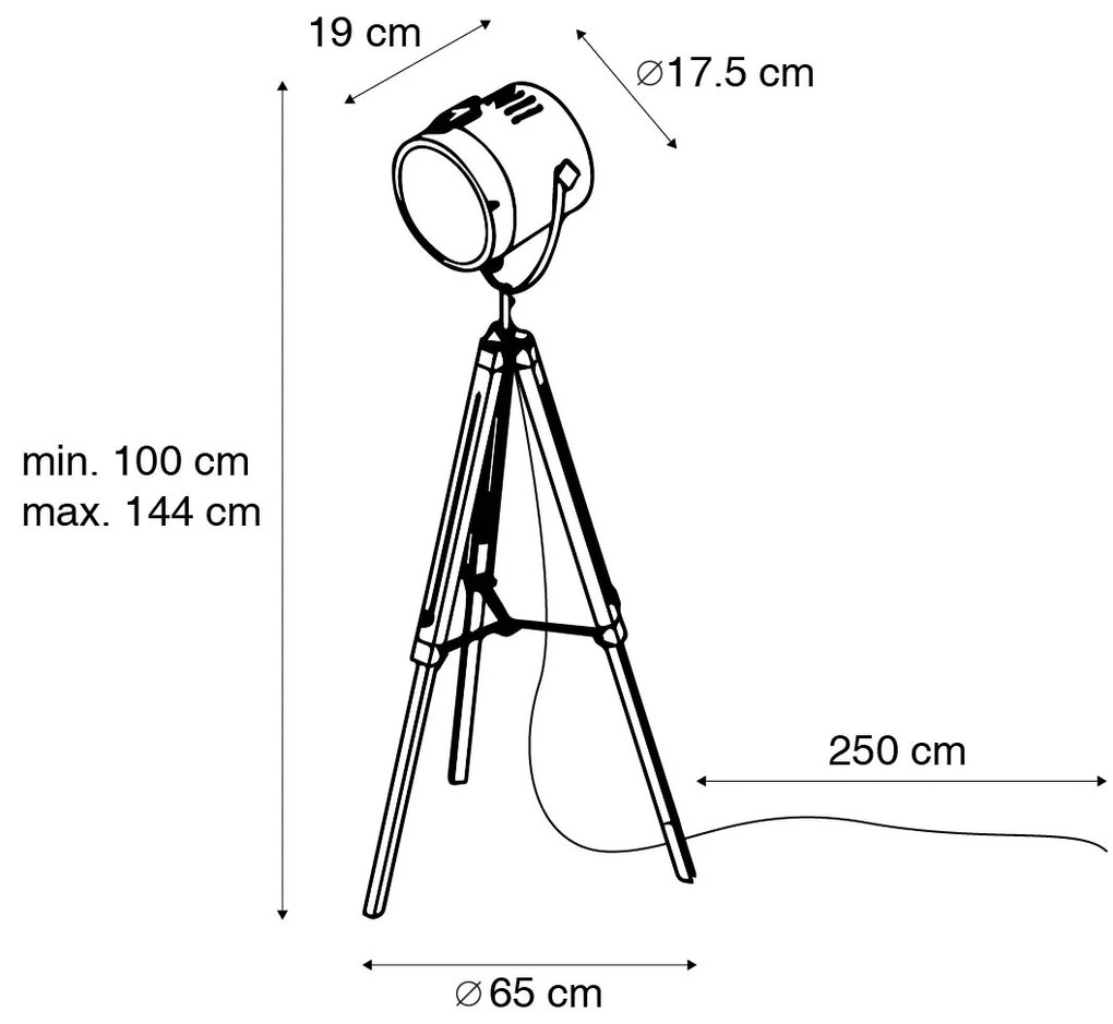 LED Candeeiro de pé inteligente tripé de madeira com foco de estúdio incl. WiFi B35 - Braha Industrial