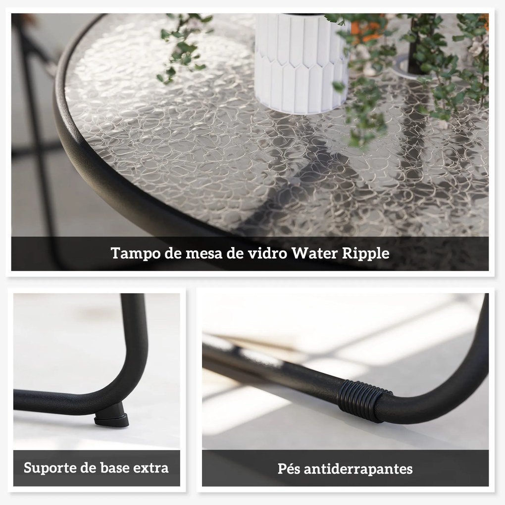 Conjunto de Jardim de 6 Peças – Soleil Crème – Creme e Preto – Mesa Ø8