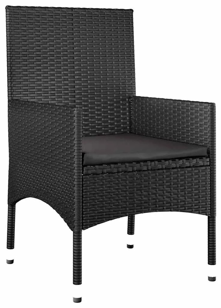 4 pcs conjunto lounge de jardim c/ almofadões vime PE preto
