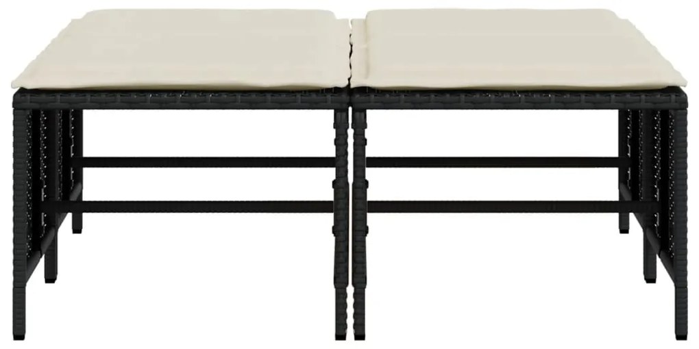 Bancos de jardim com almofadões 4 pcs vime PE preto