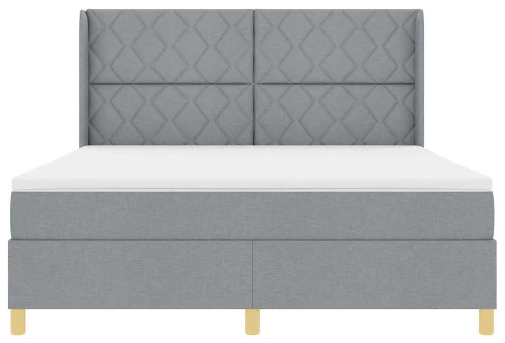 Cama Box Spring vidaXL com Colchão e Luz LED Cinza Claro 180x200 cm Te