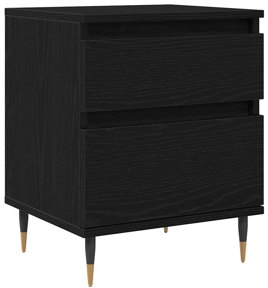 Criado-mudo vidaXL Preto Carvalho 40x35x50 cm Madeira de Engenharia