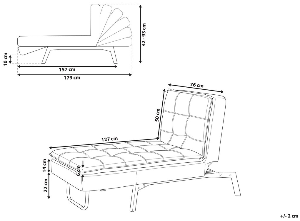 Chaise-longue ajustável em veludo rosa LOIRET Beliani