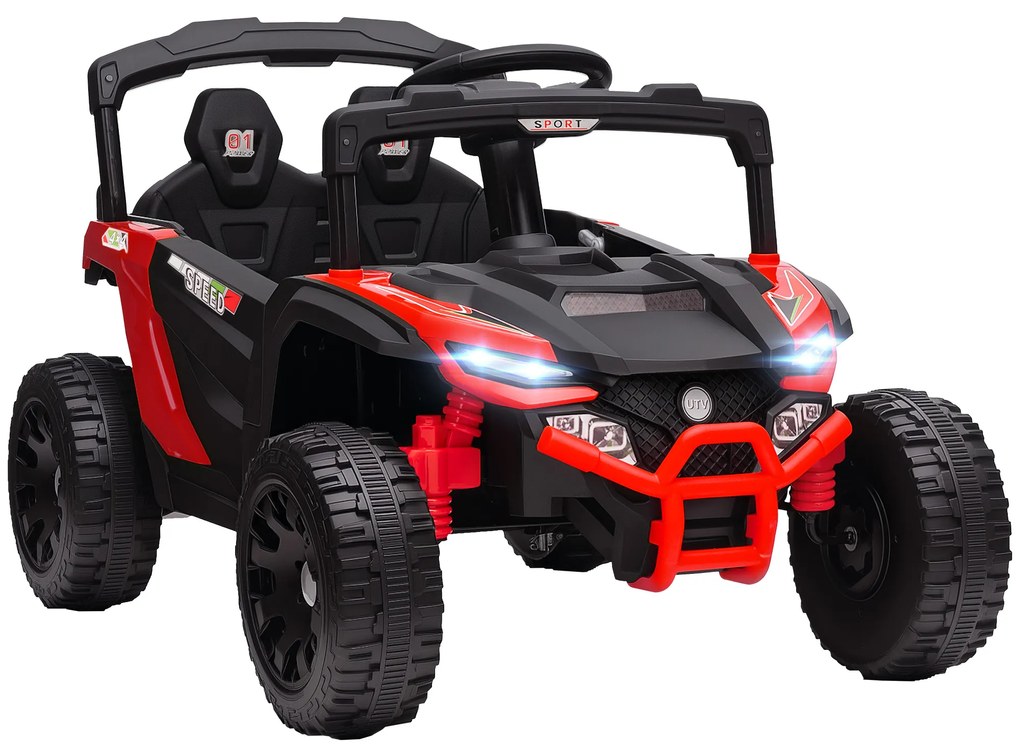 Carro Elétrico para Crianças 12V com 2 Motores Suspensão Traseira Faróis e Música 88x57,5x55,5 cm Vermelho