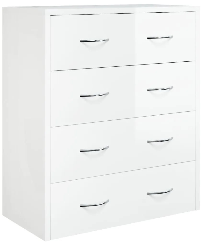 Aparador com 4 gavetas 60x30,5x71 cm branco brilhante