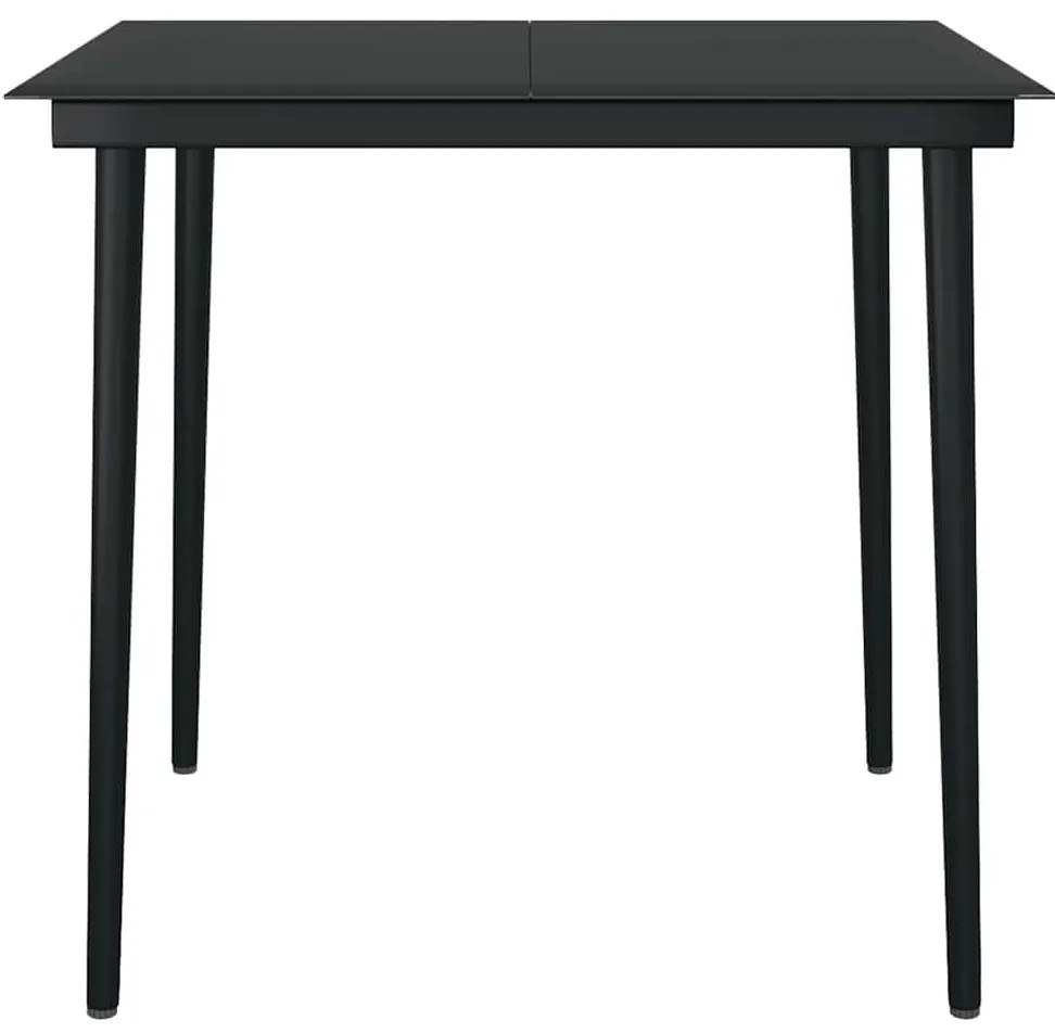 Conjunto de jantar jardim 5 peças almofadas vidro vime PE preto