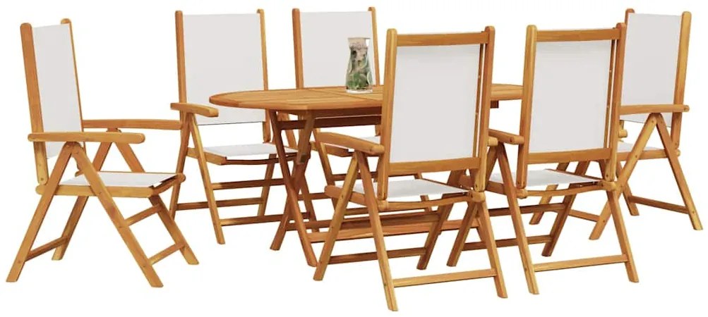 Conjunto de Jantar de Jardim Manual 7 pcs Branco creme