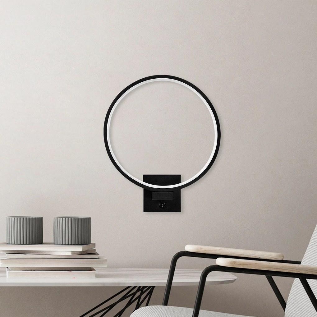 Candeeiro de Parede Halka – Preto – 30 x 36 x 9 cm