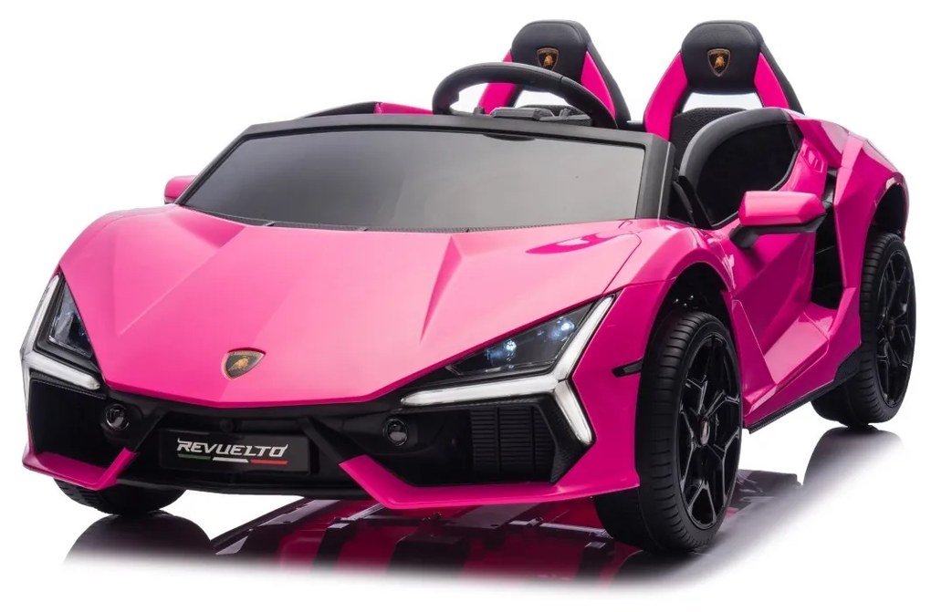 Carro elétrico para Crianças 2 Lugares Lamborghini Revuelto XL STRONG 24V, Rodas AR bombeado, Assento Couro ecológico Rosa