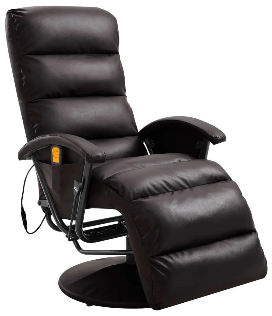 248483 vidaXL Cadeira de massagens reclinável em couro artificial castanho