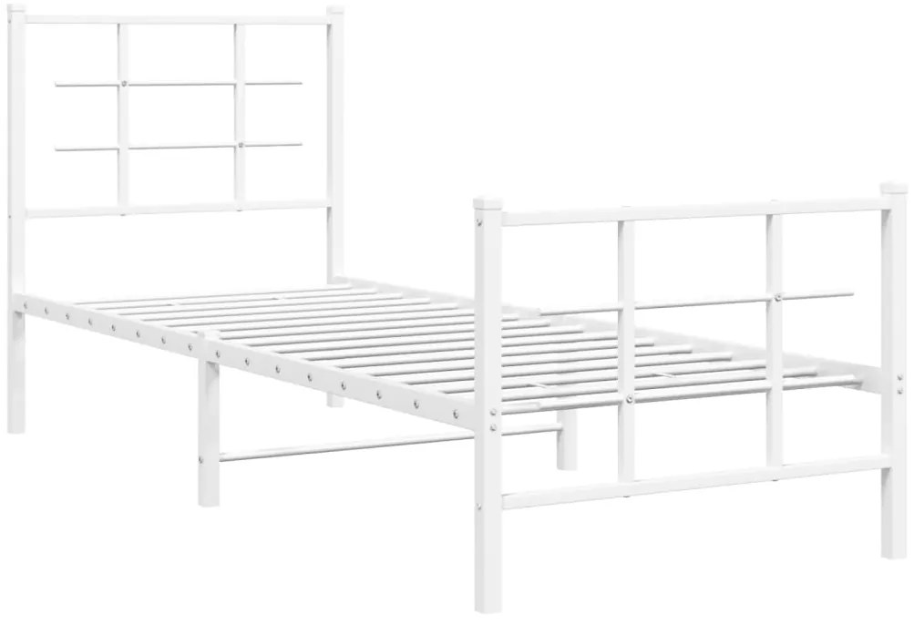 Estrutura de cama com cabeceira e pés 75x190 cm metal branco