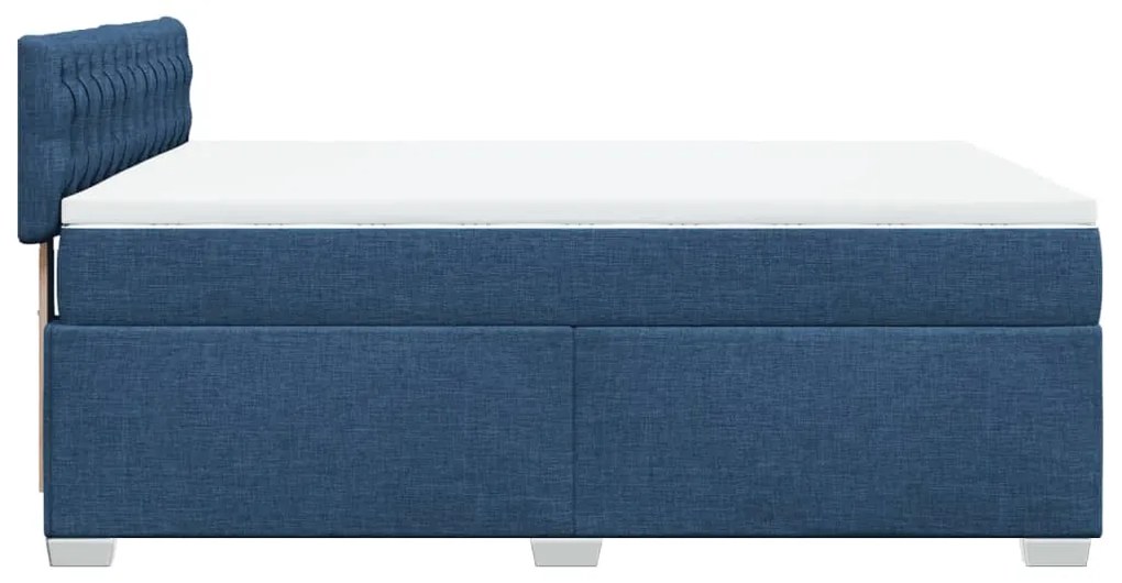 Cama com molas/colchão 140x200 cm tecido azul