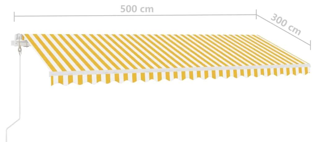 Toldo automático independente 500x300 cm amarelo e branco