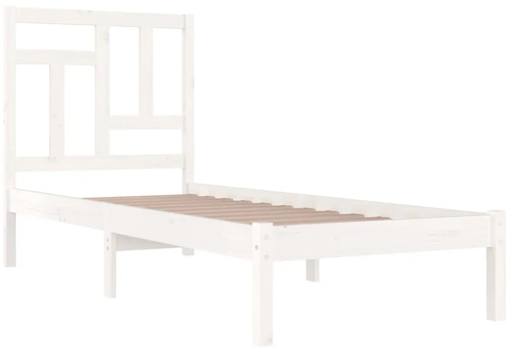 Cama sem colchão 90x200 cm madeira de pinho maciça branco