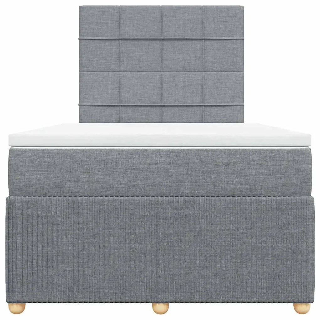 Cama boxspring com colchão 120x190 cm tecido cinzento-claro