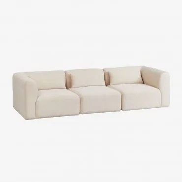 Sofá Modular De 3 Peças Fogler Bombazina Crema Linho - Sklum