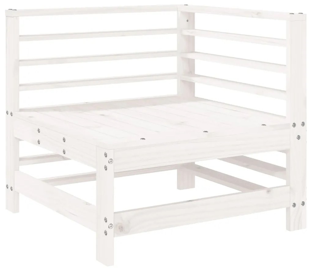 3 pcs conjunto lounge de jardim madeira de pinho maciça branco