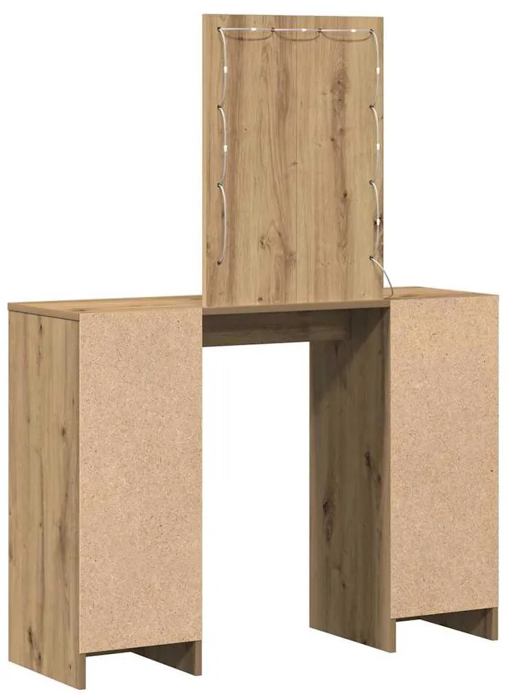 Mesa de Maquilhagem com Luzes LED Carvalho Artesanal 102x33x135 cm