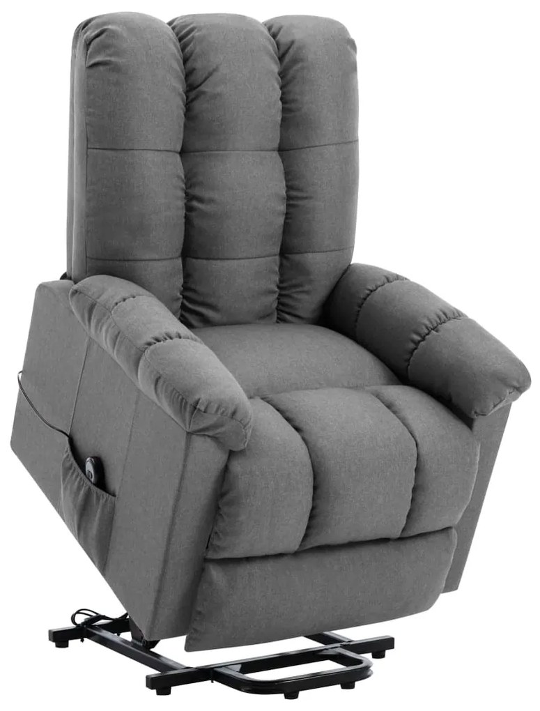vidaXL Poltrona elevatória tecido cinzento-claro