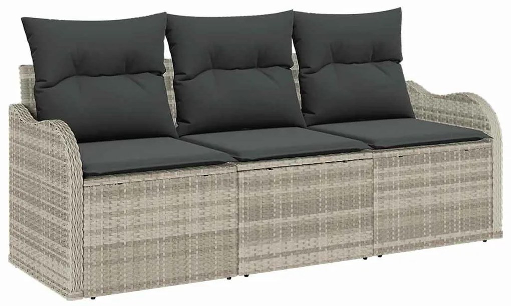Conjunto de Sofá de Jardim vidaXL com Almofadas Cinza Claro Polyrattan