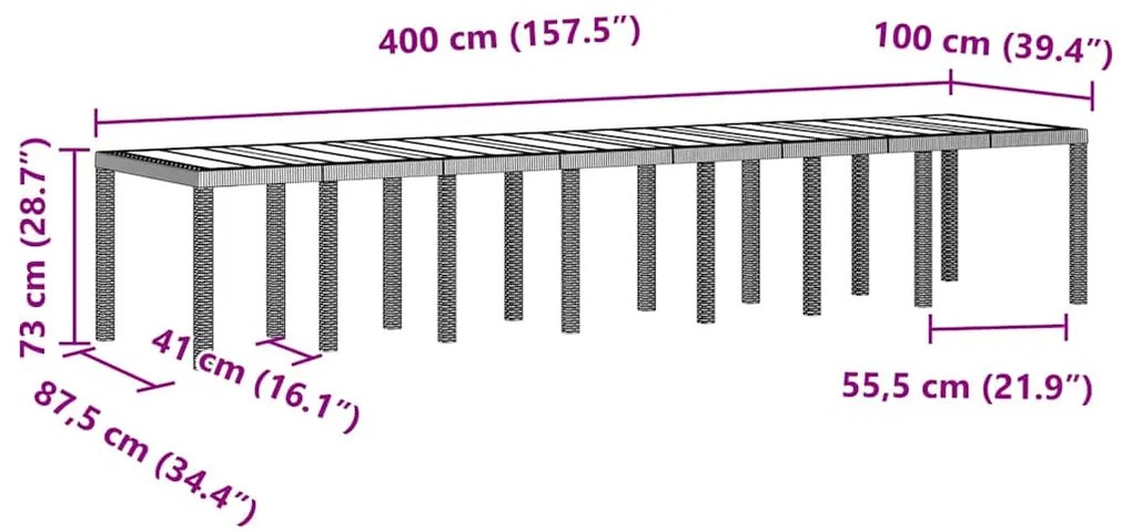 Conjunto de Jantar de Jardim 15 pcs Branco Grande Vime