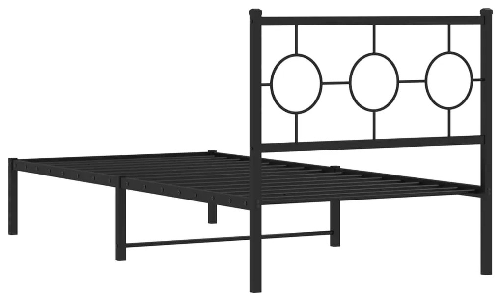 Estrutura de cama com cabeceira 90x190 cm metal preto