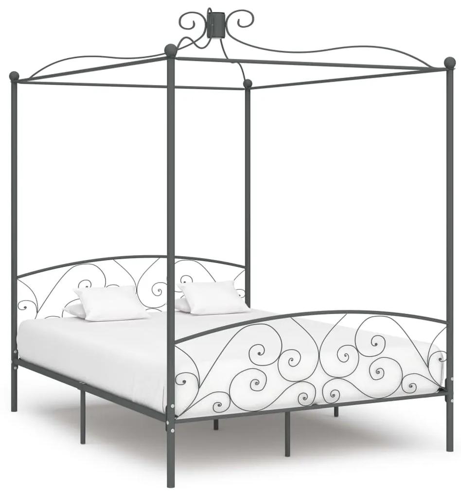 284485 vidaXL Estrutura de cama com dossel 180x200 cm metal cinzento