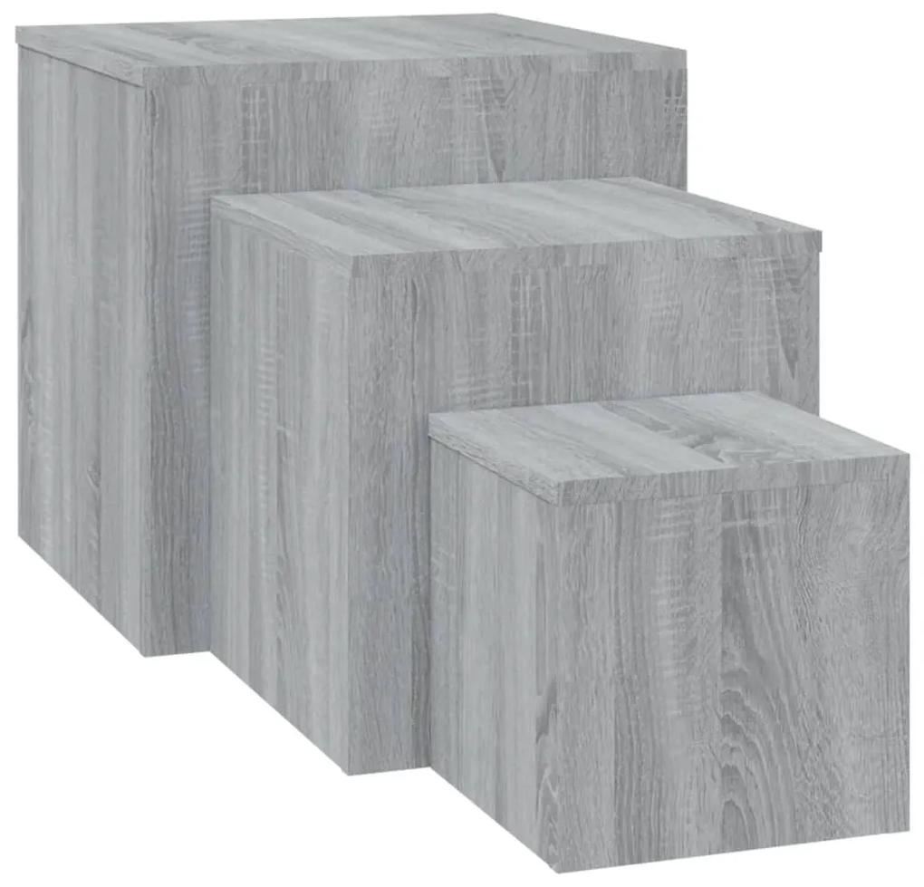 Mesas de apoio 3 pcs derivados de madeira cinzento sonoma