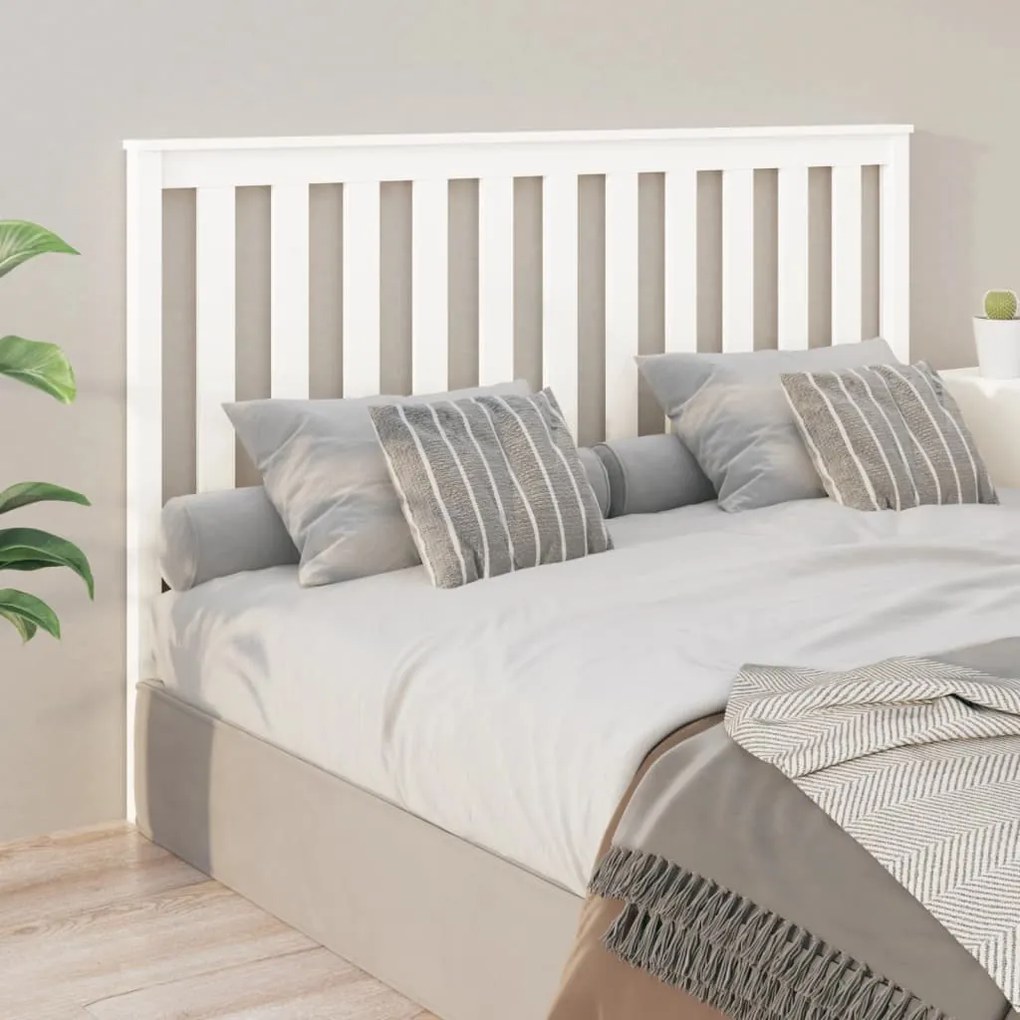 vidaXL Cabeceira de cama 166x6x101 cm pinho maciço branco