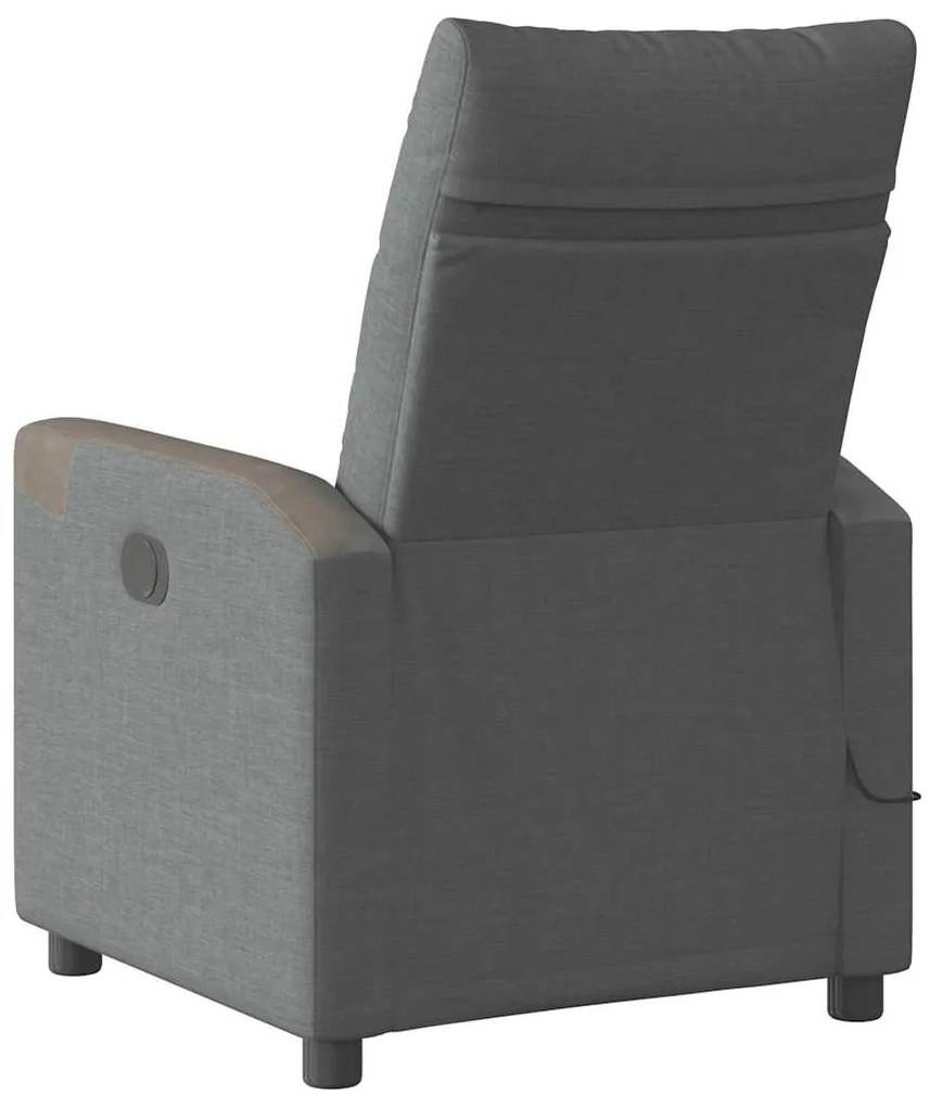 Poltrona de massagens reclinável tecido cinzento-escuro