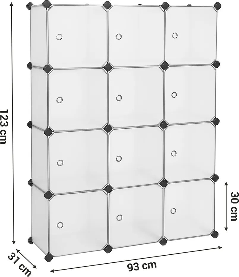 Armario Cubos com 12 compartimentos 93 x 31 x 123 cm Branco