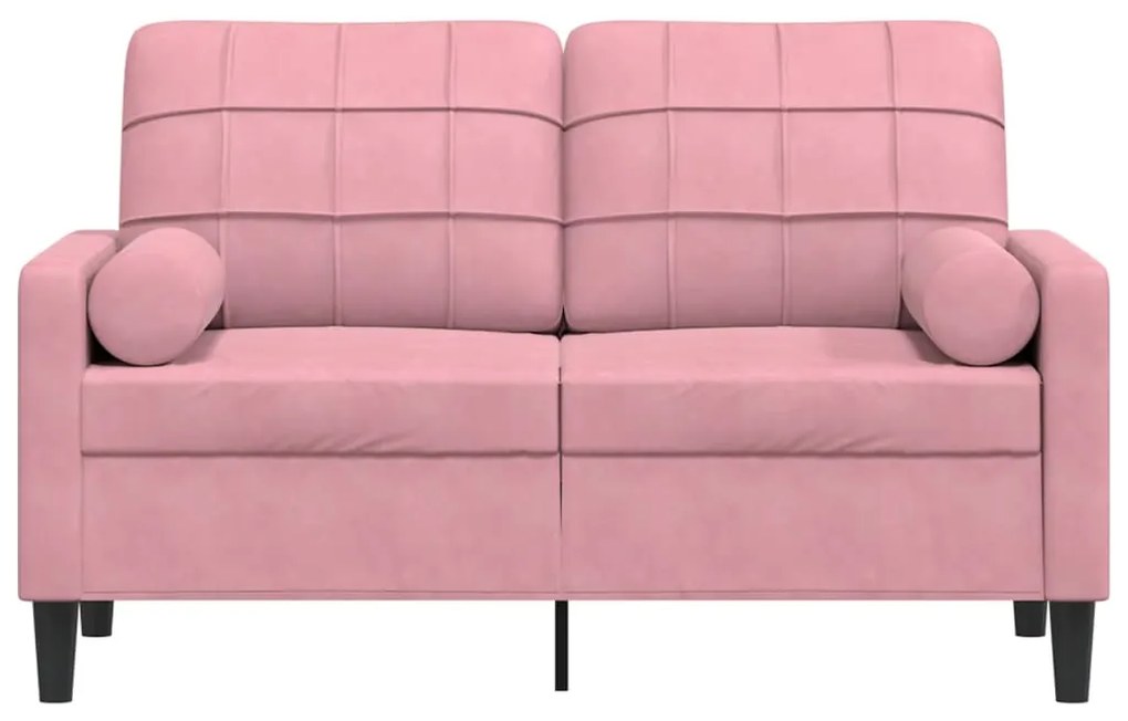 Sofá 2 lug. c/ almofadas decorativas 120 cm veludo rosa